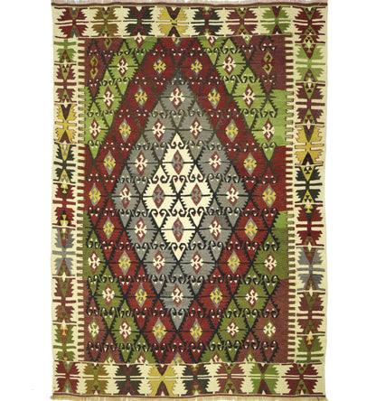 Kilim ancien Camardi 220×158 cm – Tapis kilim tissé main en laine naturelle, Anatolie Centrale