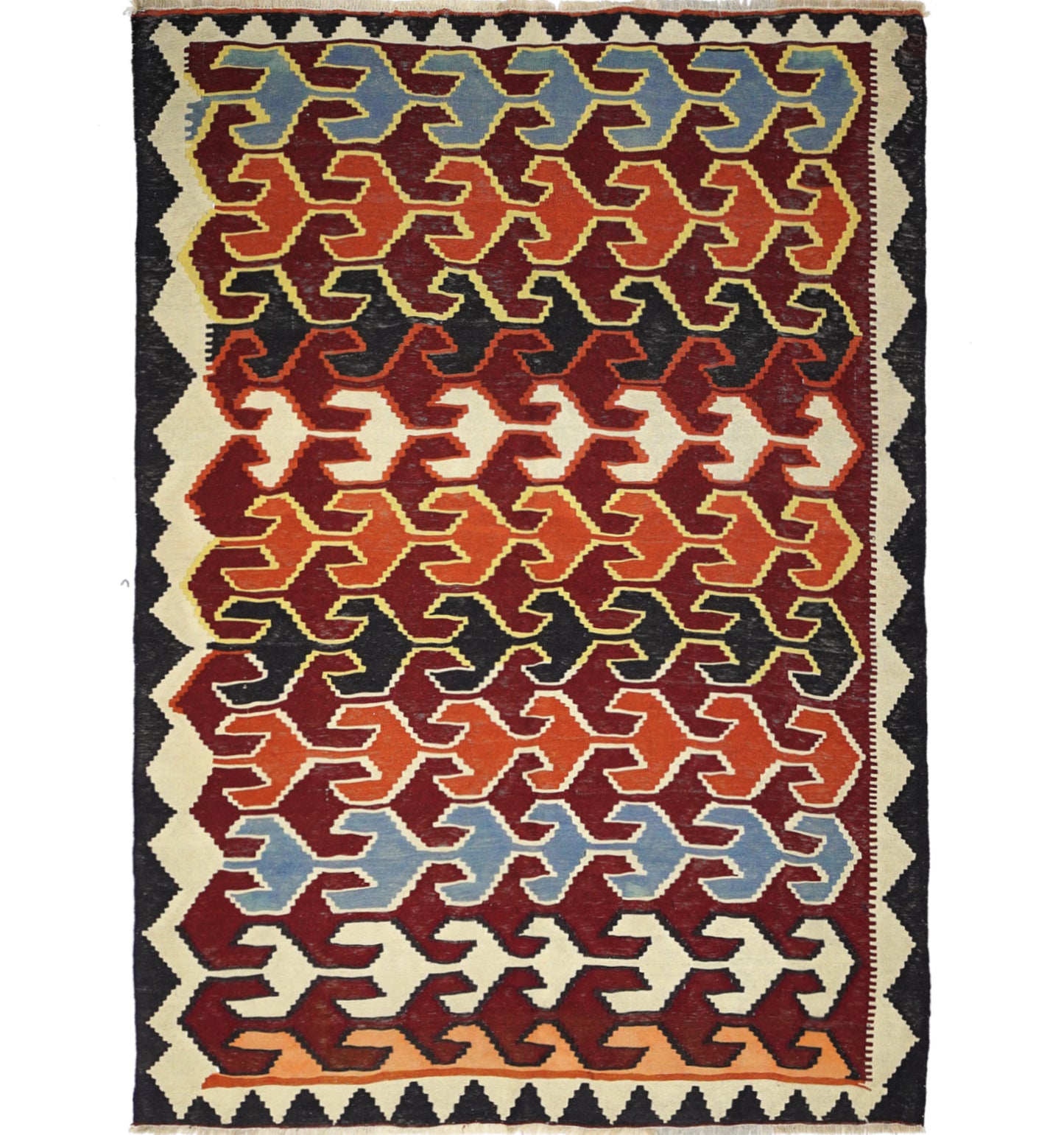 Kilim ancien Caucase 260×180 cm – Tapis kilim tissé main en laine naturelle, Caucase