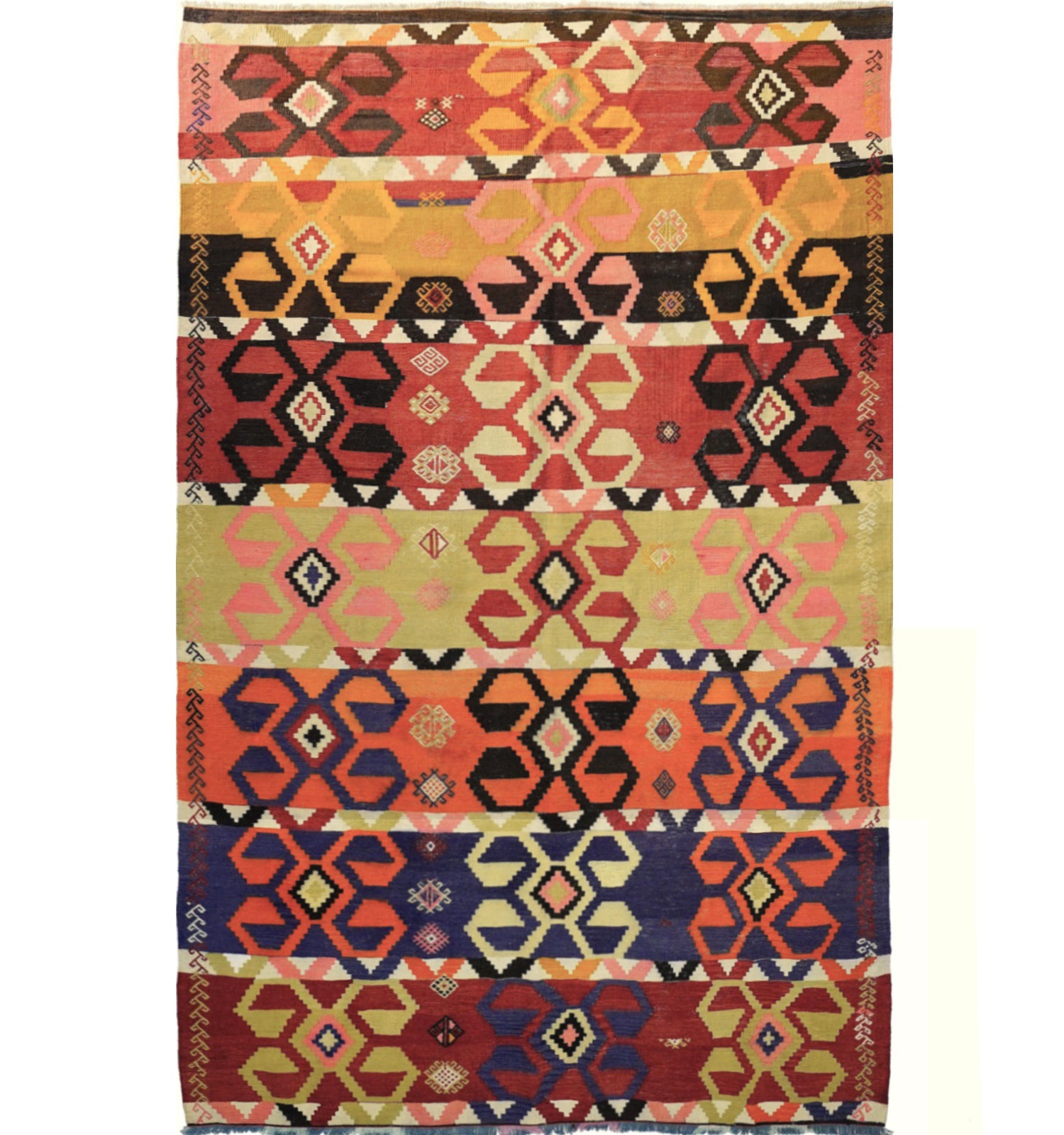 Kilim ancien Caucase 290×190 cm – Tapis kilim tissé main en laine naturelle, Caucase / Est