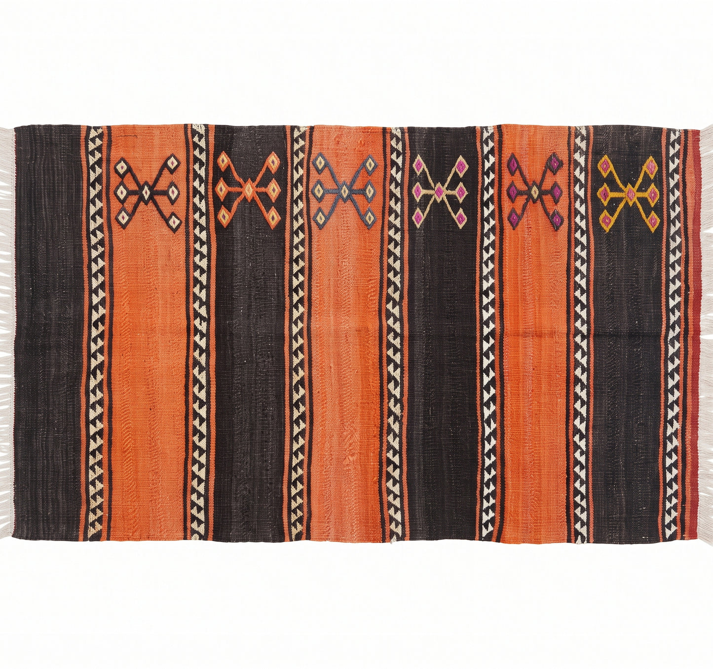 Vue horizontale du kilim Cicim 115 x 73 cm – Tapis turc en laine de provenance Cicim