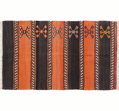 Vue horizontale du kilim Cicim 115 x 73 cm – Tapis turc en laine de provenance Cicim