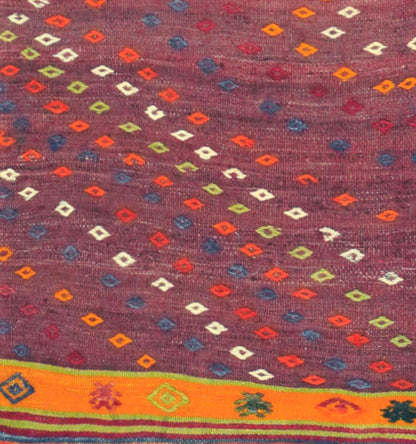 Détail du tissage en laine du kilim Cicim tissé à la main (provenance Cicim)