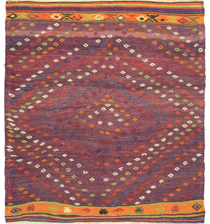 Kilim Cicim 124 x 122 cm – Tapis turc en laine tissé main, provenance Cicim