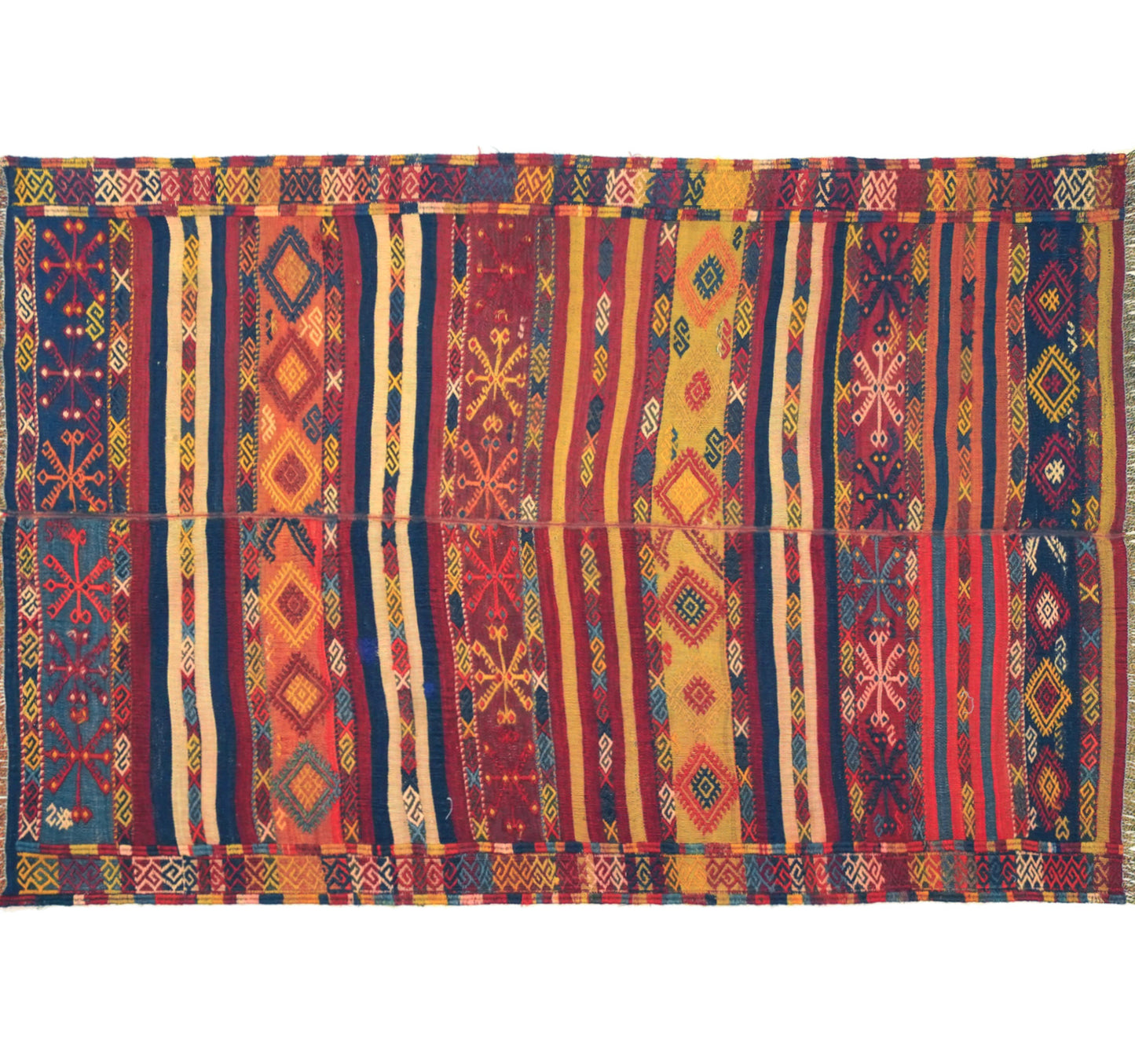 Vue horizontale du kilim Cicim 178 x 120 cm – Tapis turc en laine de provenance Cicim