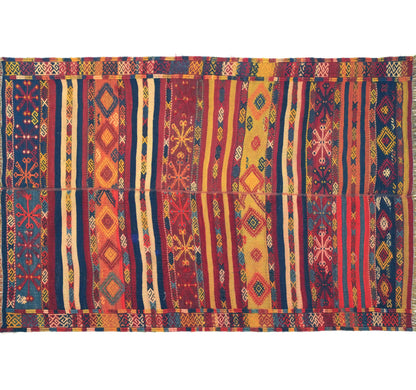Vue horizontale du kilim Cicim 178 x 120 cm – Tapis turc en laine de provenance Cicim