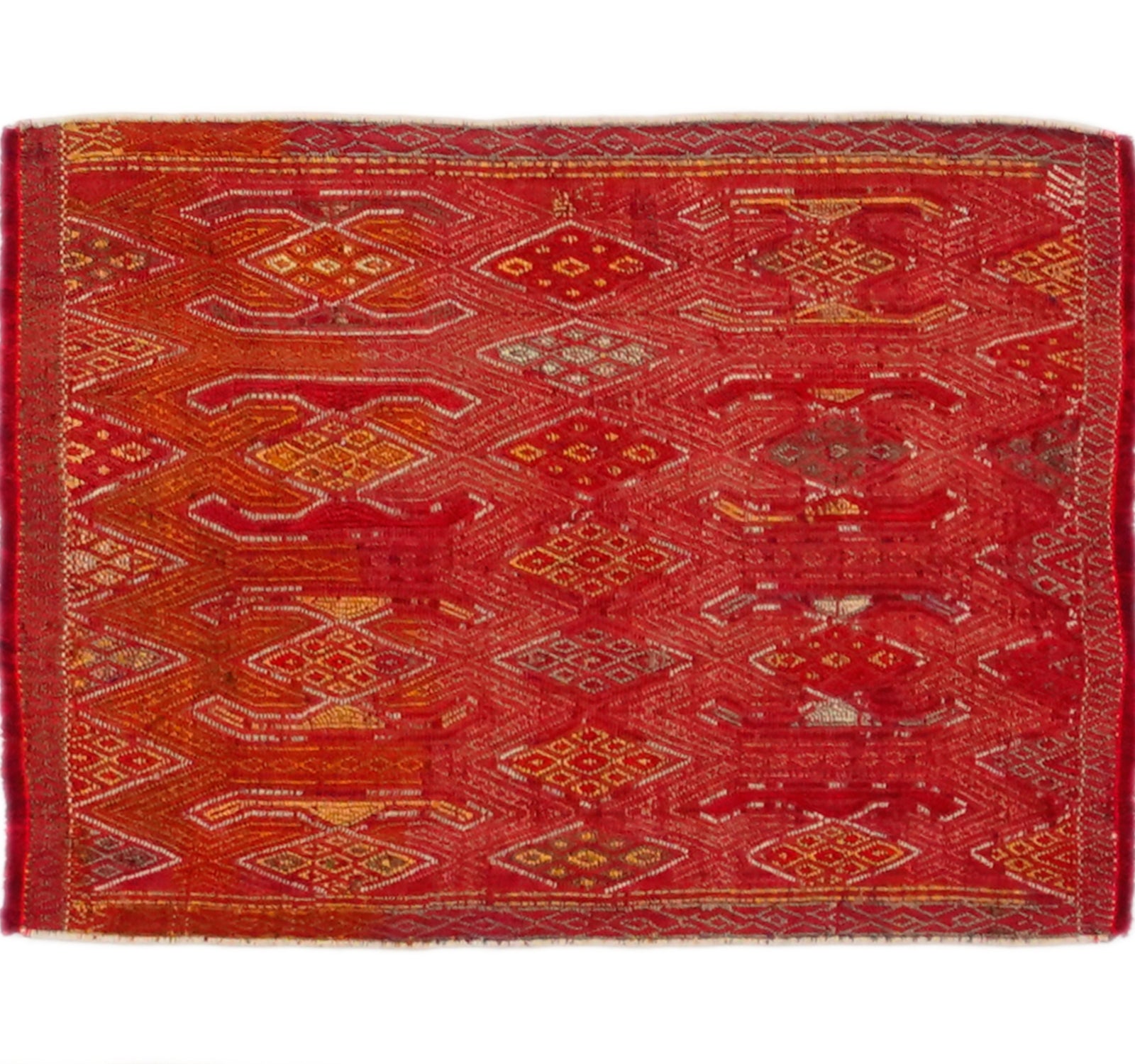 Vue horizontale du kilim Pozanti 136 x 95 cm – Tapis turc en laine de provenance Pozanti