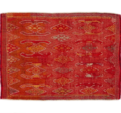 Vue horizontale du kilim Pozanti 136 x 95 cm – Tapis turc en laine de provenance Pozanti