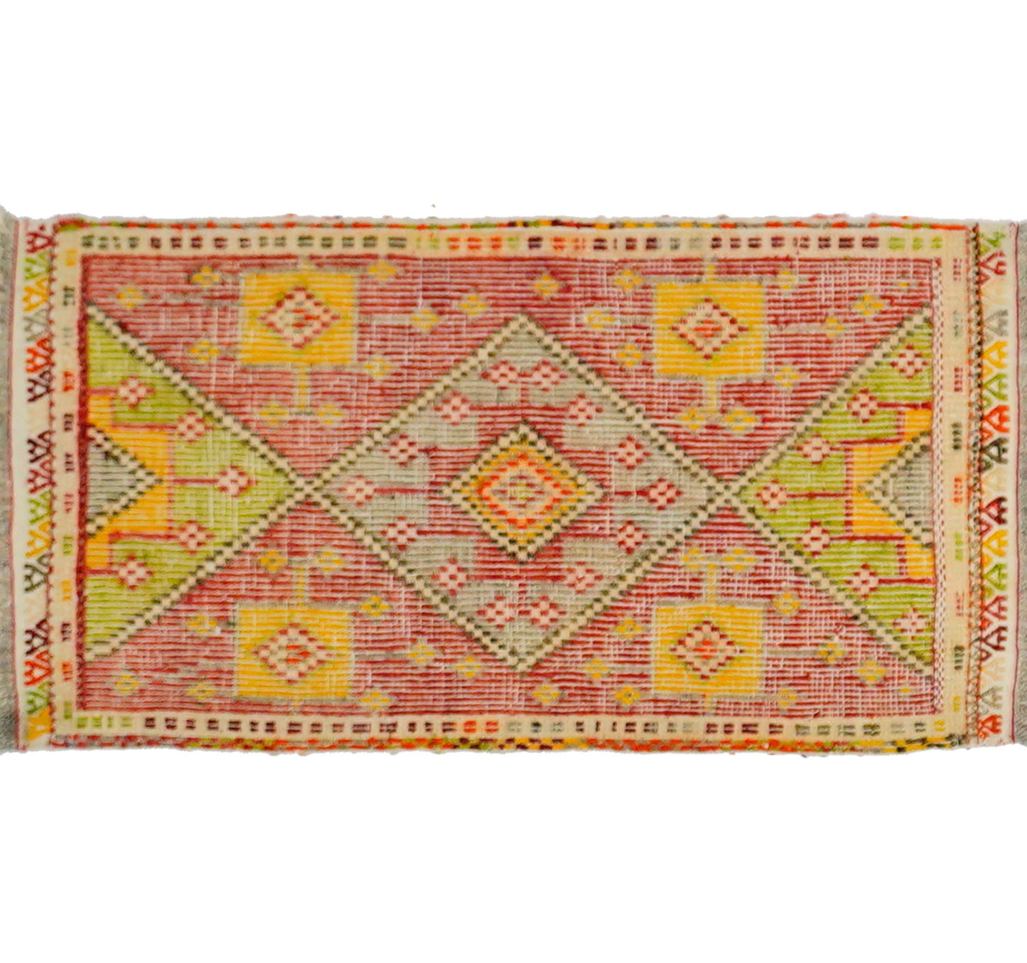 Tapis kilim ancien Cicim 88×46 cm, vue d'ensemble – Laine naturelle, environ 55 ans, Anatolie Centrale