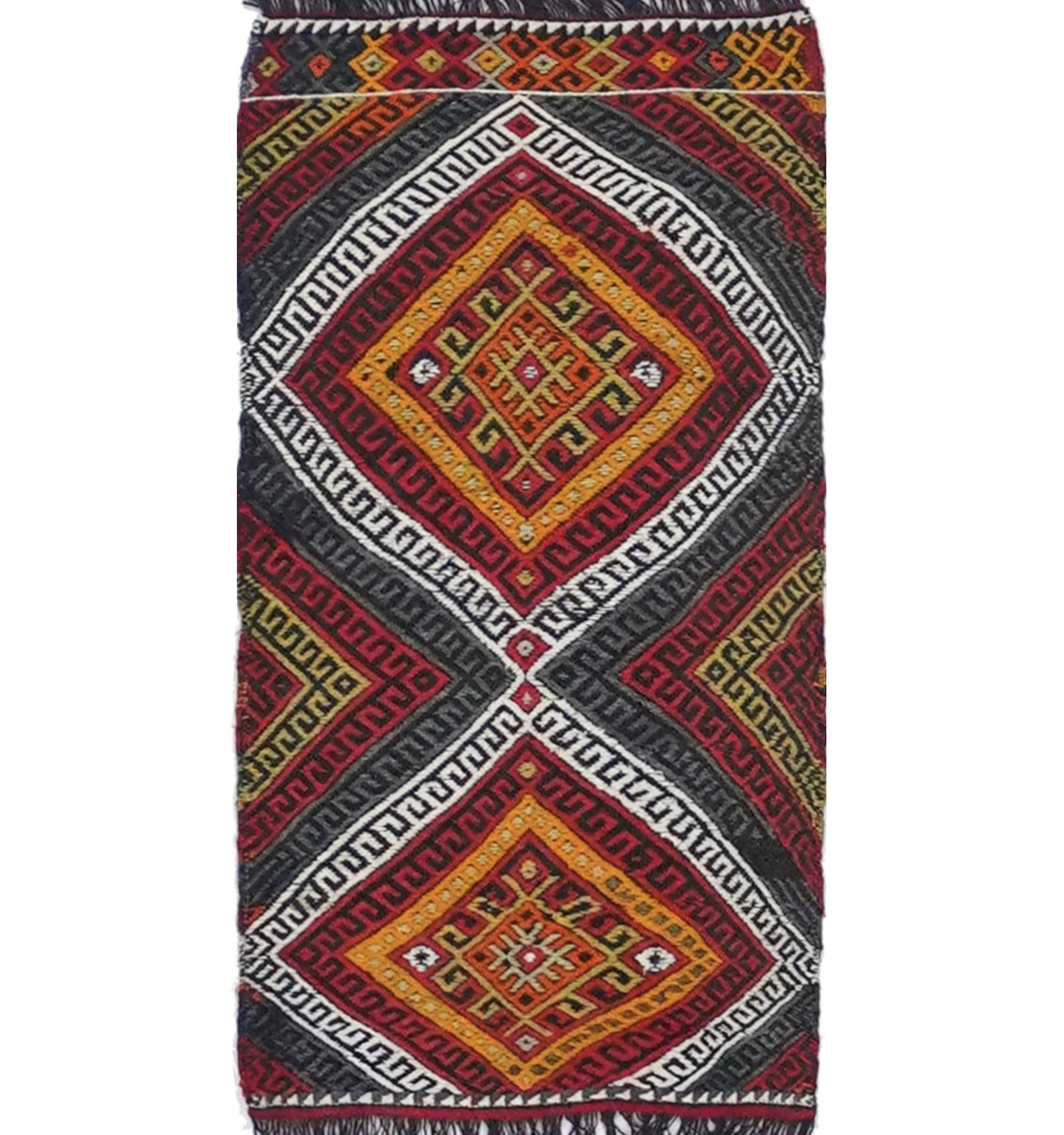 Kilim ancien Cicim 88×46 cm – Tapis kilim tissé main en laine naturelle, Anatolie Centrale