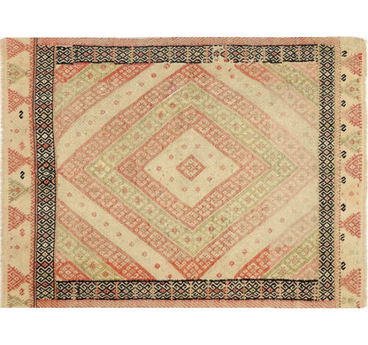 Tapis kilim ancien Cicim Adana 120×90 cm, vue d'ensemble – Laine naturelle, environ 60 ans, Anatolie du Sud-Est