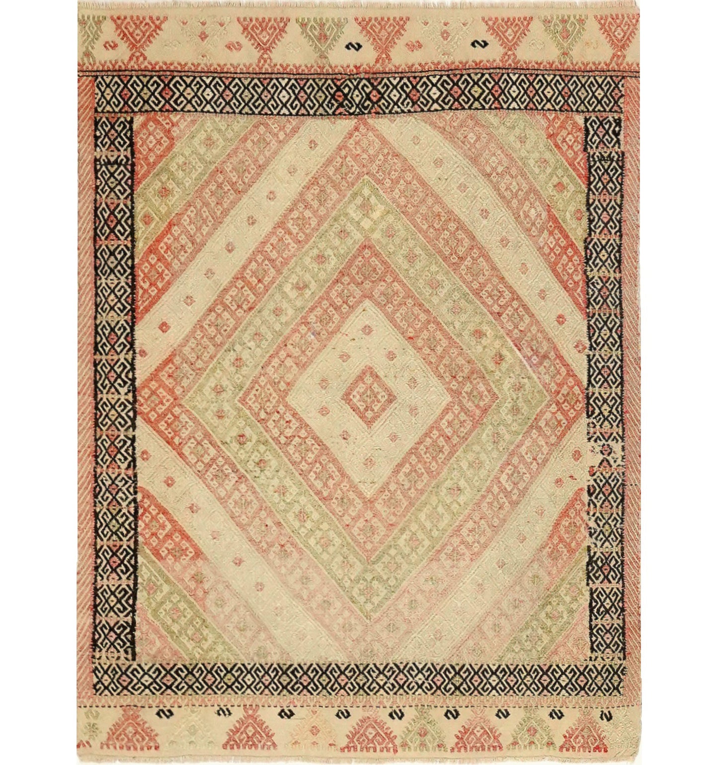 Kilim ancien Cicim Adana 120×90 cm – Tapis kilim tissé main en laine naturelle, Anatolie du Sud-Est