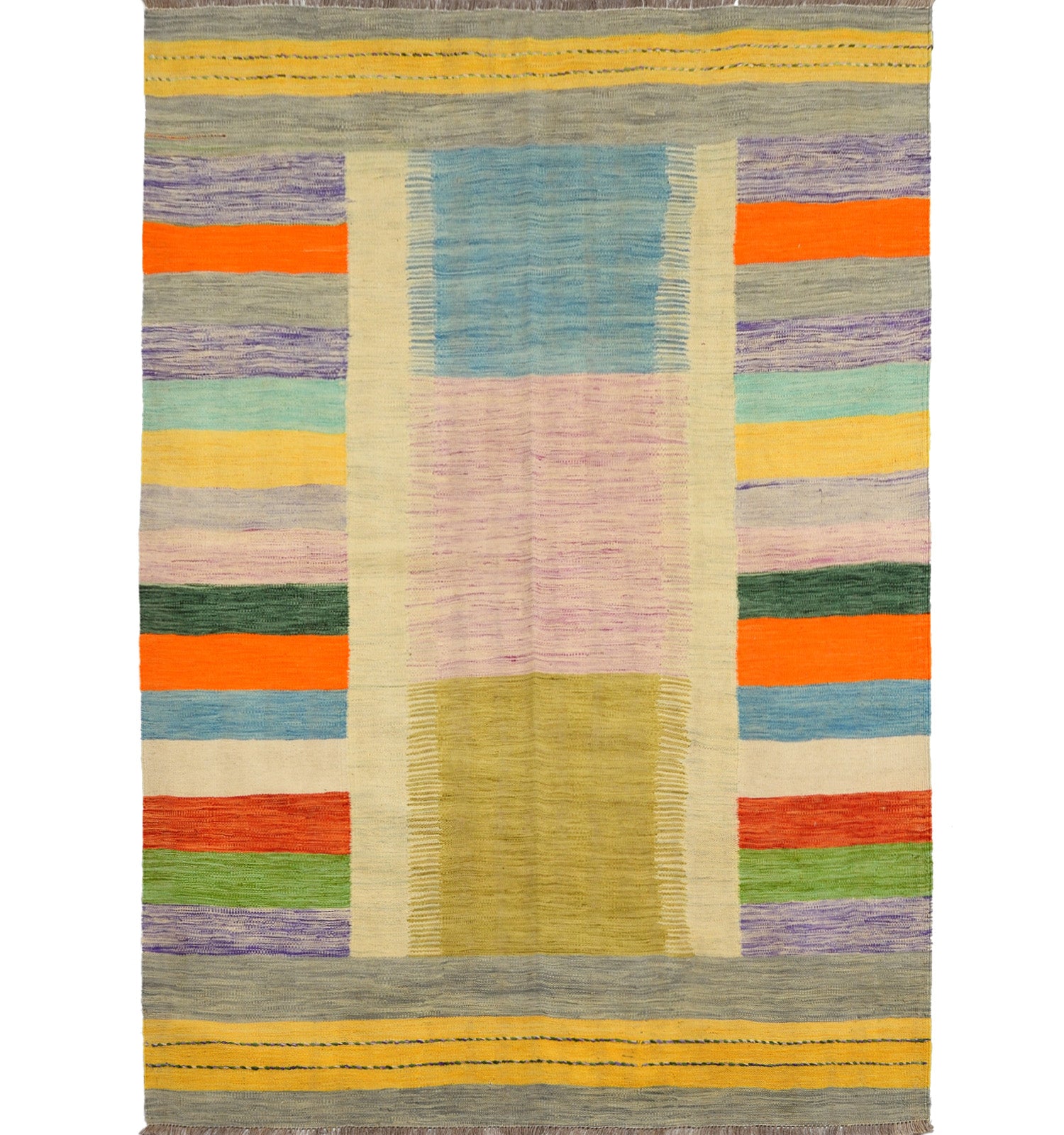Kilim Contemporain 239 x 172 cm – Tapis turc en laine tissé main, provenance Afghanistan