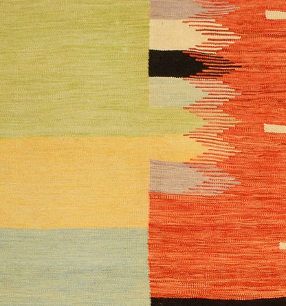 Détail du tissage – Tapis kilim Art Déco 280×189 cm, laine naturelle tissée main Afghanistan