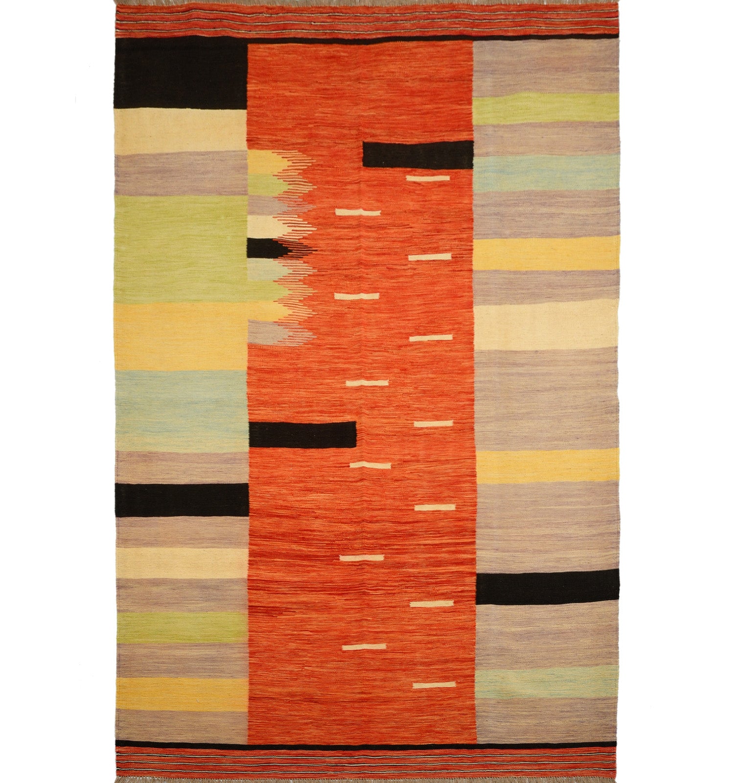 Kilim Art Déco 280×189 cm – Tapis kilim Afghanistan tissé main en laine naturelle