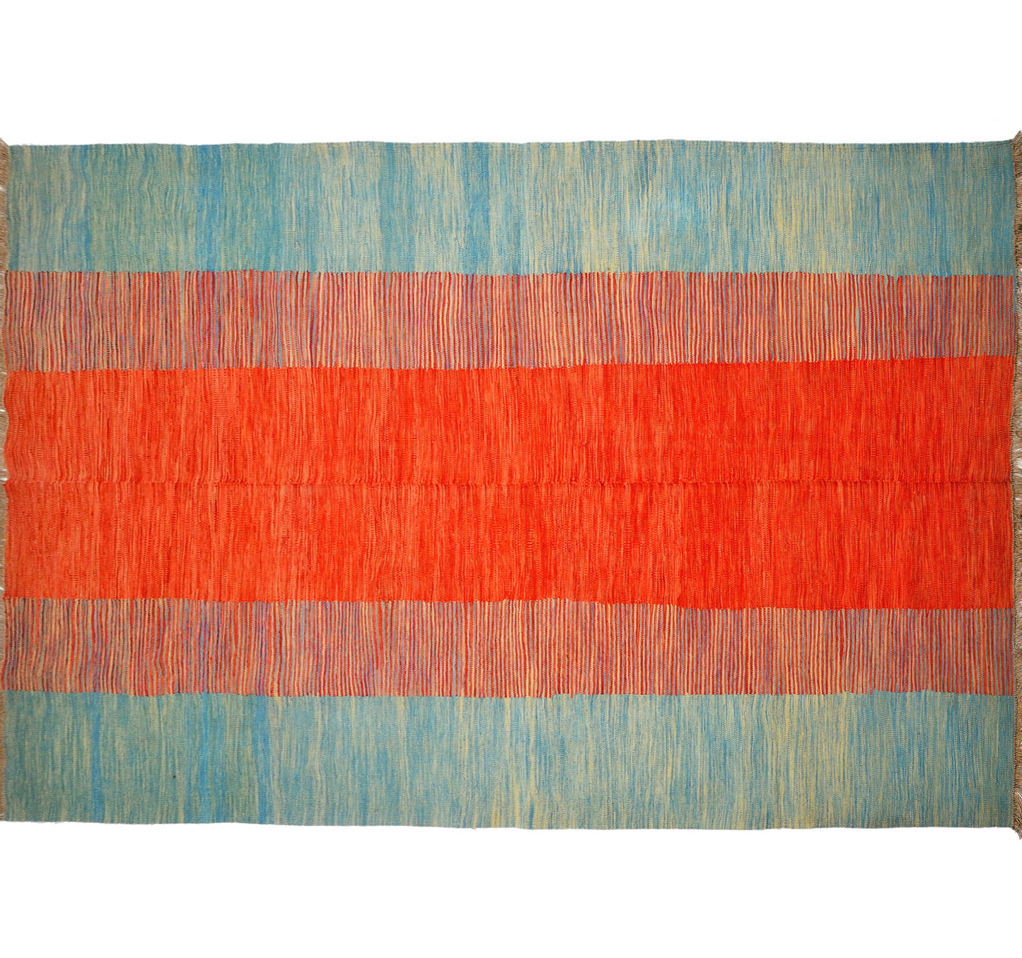 Tapis kilim Art Déco 295×198 cm, vue d'ensemble – Laine naturelle, Nord-Ouest Afghanistan