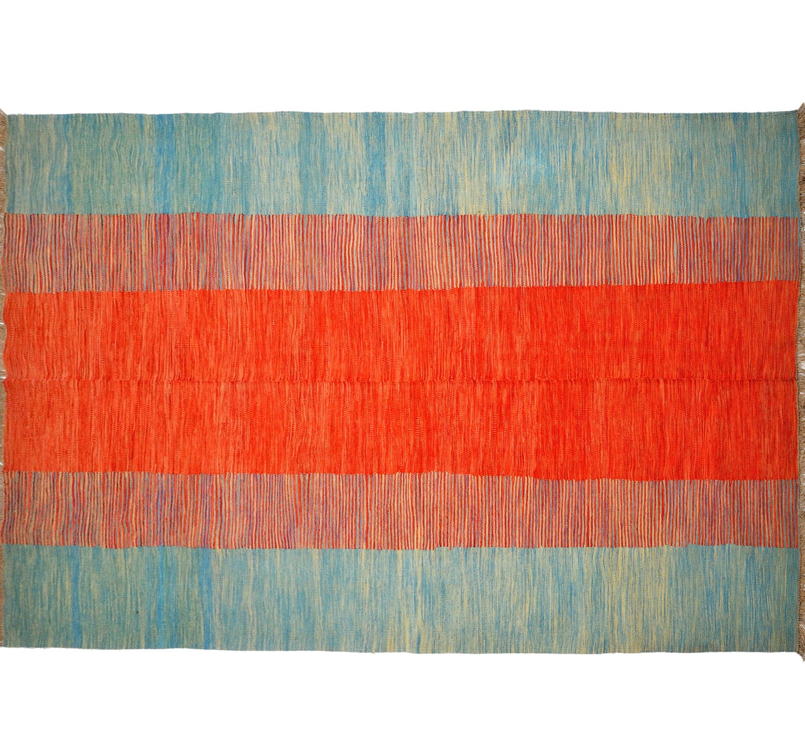 Tapis kilim Art Déco 295×198 cm, vue d'ensemble – Laine naturelle, Nord-Ouest Afghanistan
