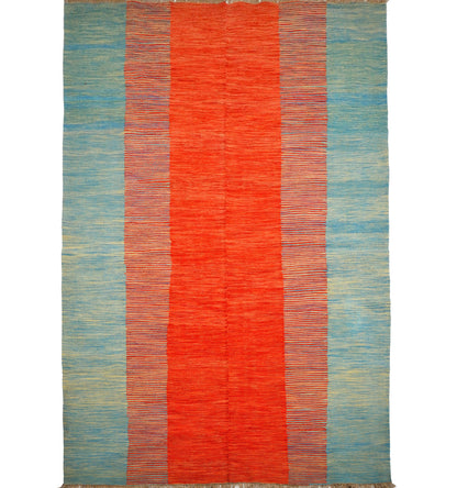 Kilim Art Déco 295×198 cm – Tapis kilim Afghanistan tissé main en laine naturelle