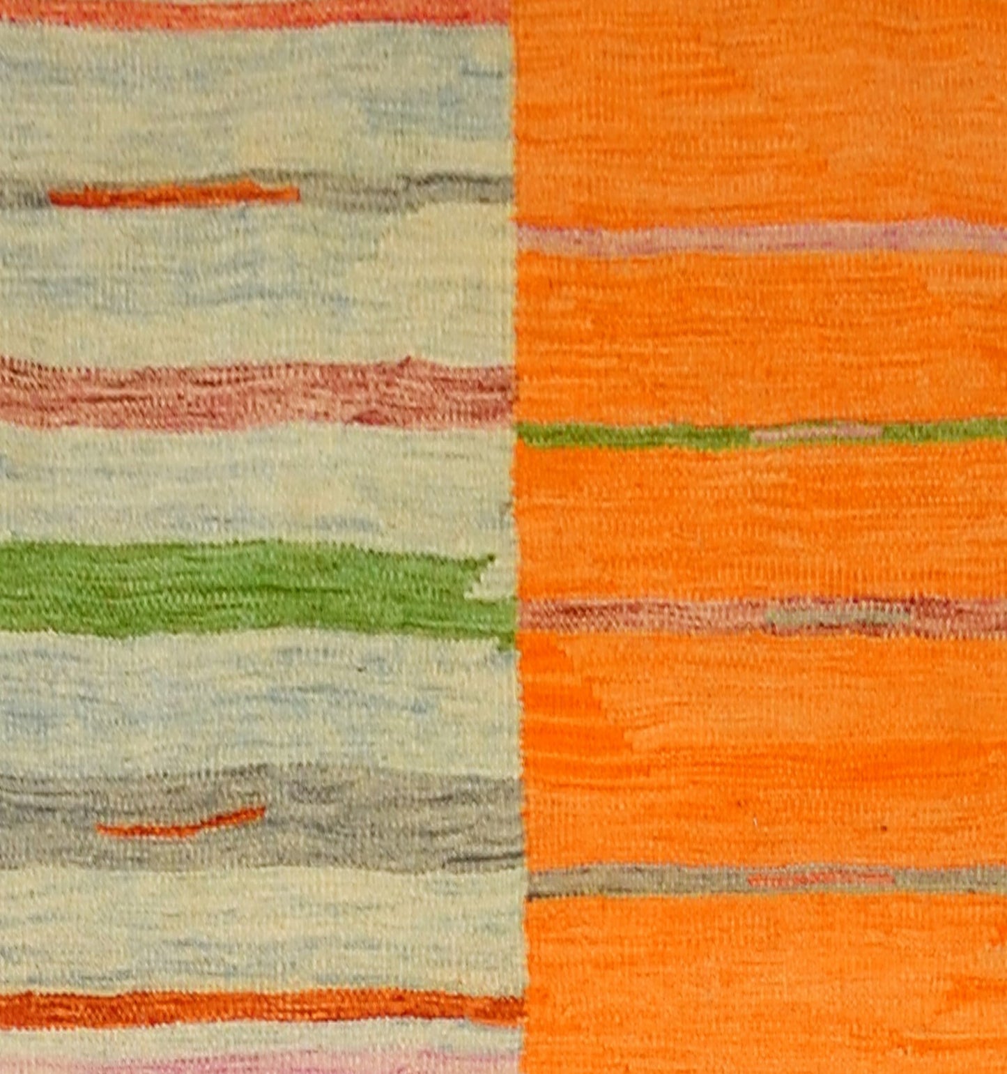 Détail du tissage – Tapis kilim Art Déco 298×199 cm, laine naturelle tissée main Afghanistan