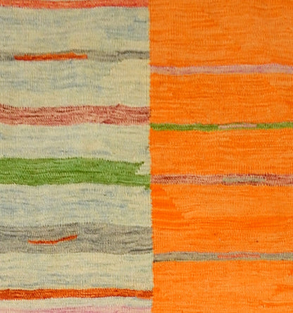 Détail du tissage – Tapis kilim Art Déco 298×199 cm, laine naturelle tissée main Afghanistan