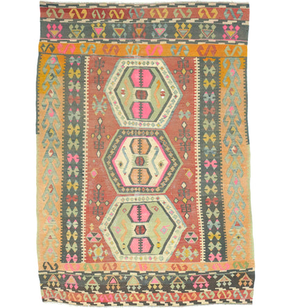 Kilim Corum 177 x 126 cm – Tapis turc en laine tissé main, provenance Corum