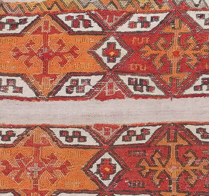Détail du tissage en laine du kilim Cuval tissé à la main (provenance Cuval)