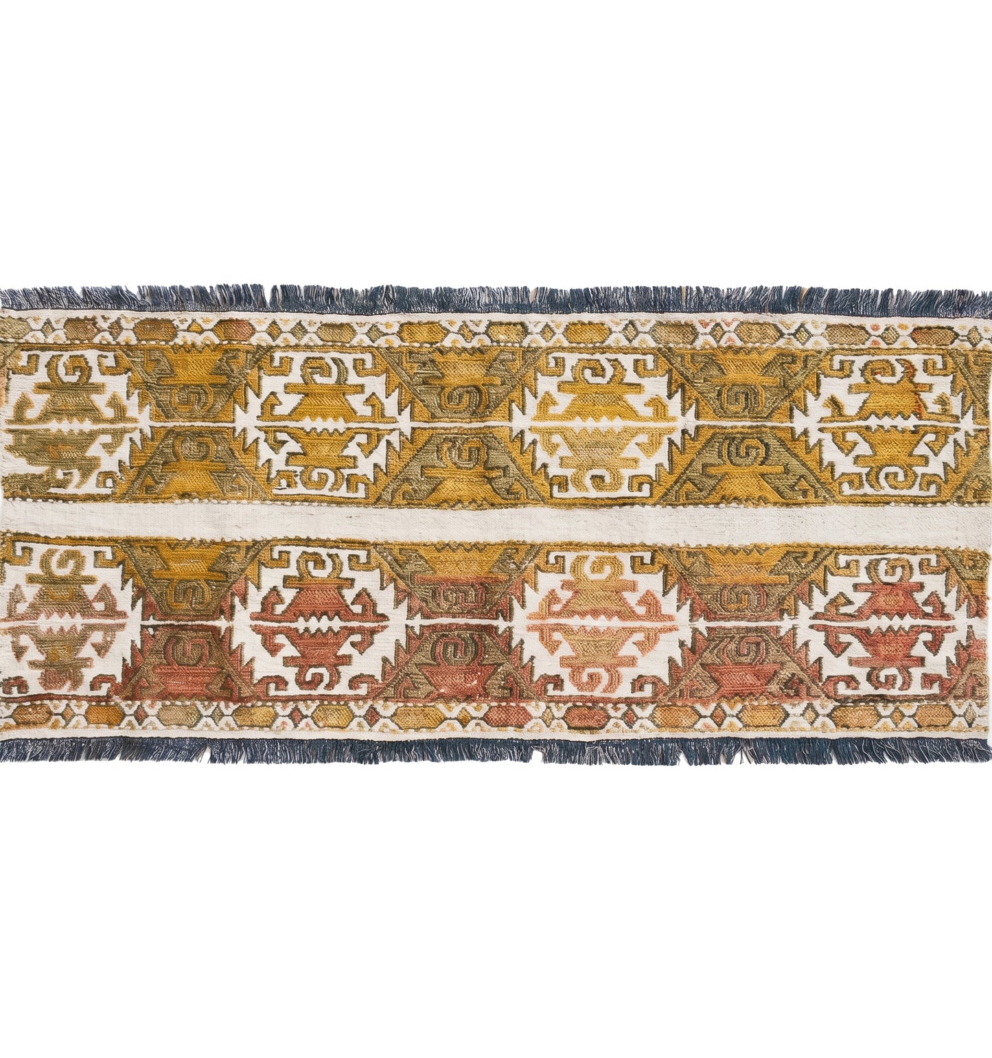 Vue horizontale du kilim Cuval 122 x 50 cm – Tapis turc en laine de provenance Cuval