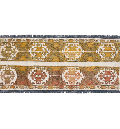 Vue horizontale du kilim Cuval 122 x 50 cm – Tapis turc en laine de provenance Cuval