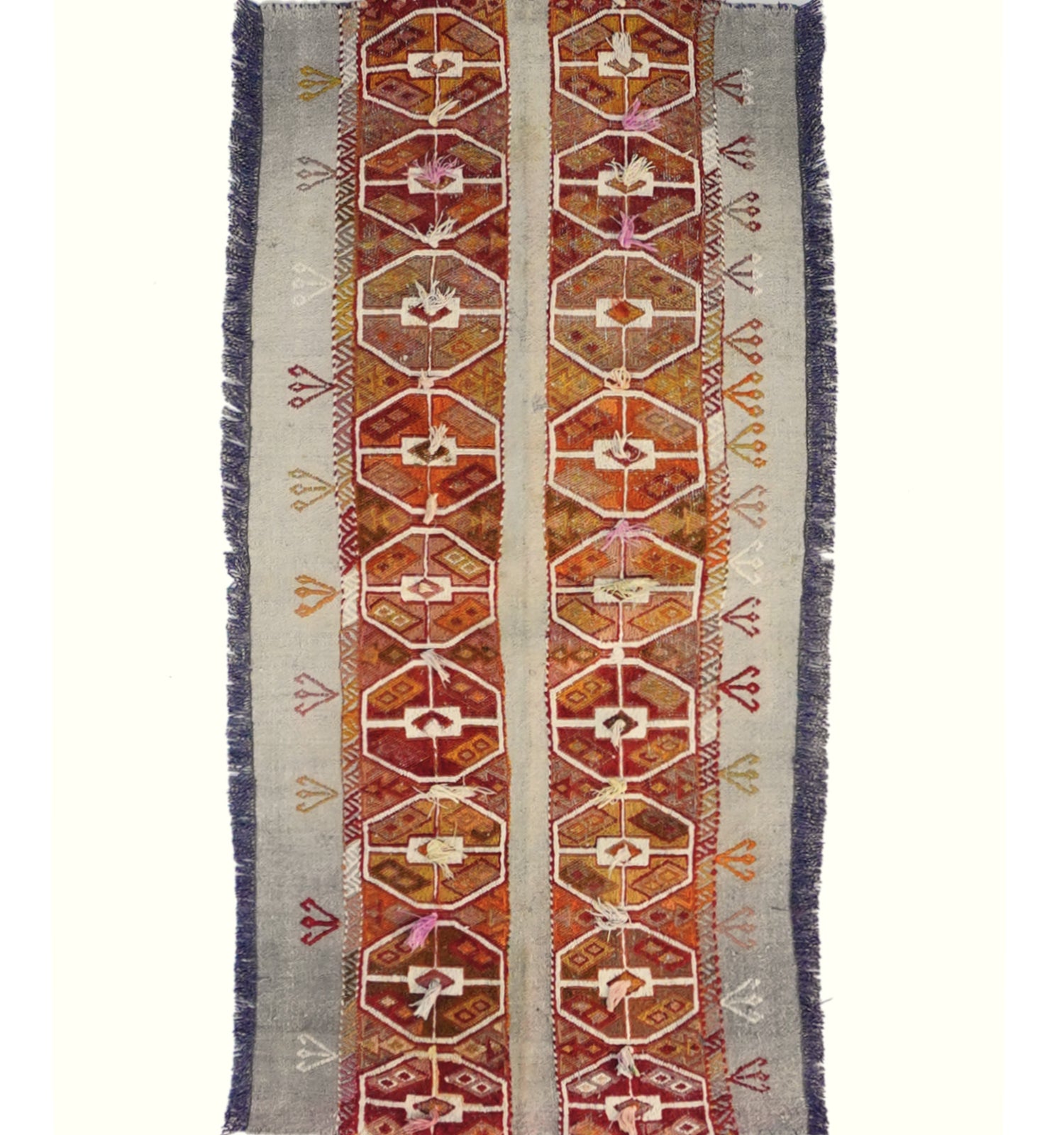Kilim ancien Cuval 128×58 cm – Tapis kilim tissé main en laine naturelle, Anatolie Centrale