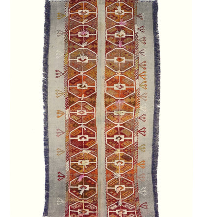 Kilim ancien Cuval 128×58 cm – Tapis kilim tissé main en laine naturelle, Anatolie Centrale