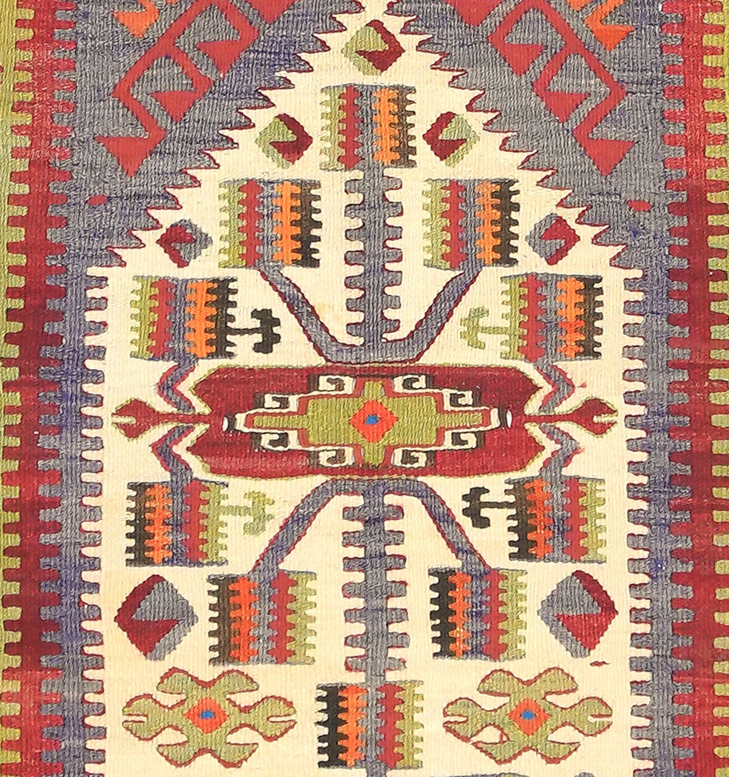 Détail du tissage en laine du kilim Deddik tissé à la main (provenance Deddik)