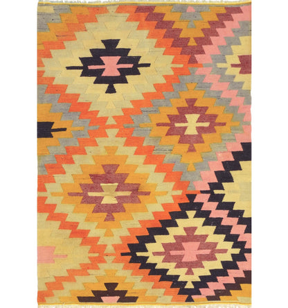 Kilim ancien Denizli 160×120 cm – Tapis kilim tissé main en laine naturelle, Anatolie de l'Ouest