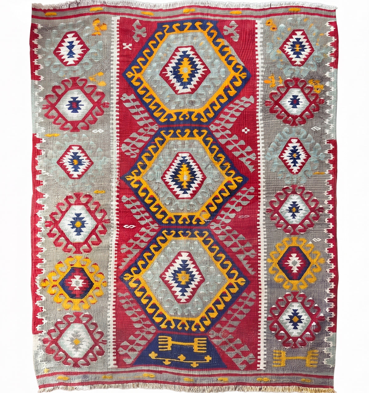 Kilim Denizli 170 x 138 cm – Tapis turc en laine tissé main, provenance Denizli