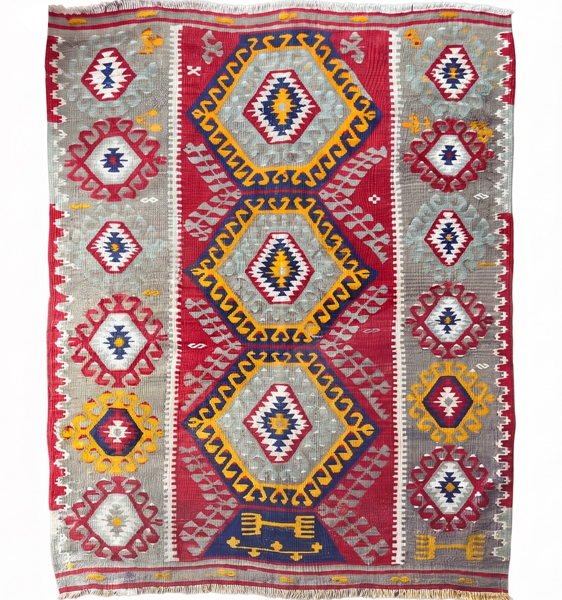 Kilim Denizli 170 x 138 cm – Tapis turc en laine tissé main, provenance Denizli