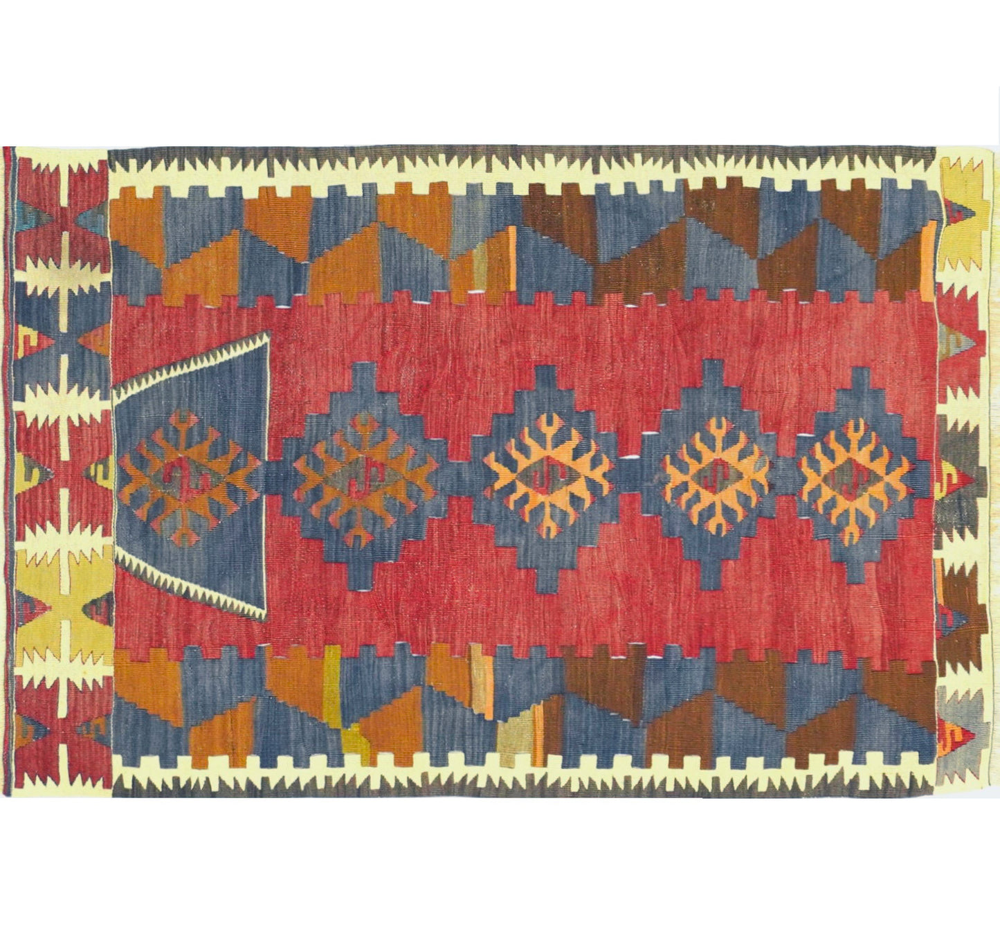 Vue horizontale du kilim Eregli 150 x 102 cm – Tapis turc en laine de provenance Eregli