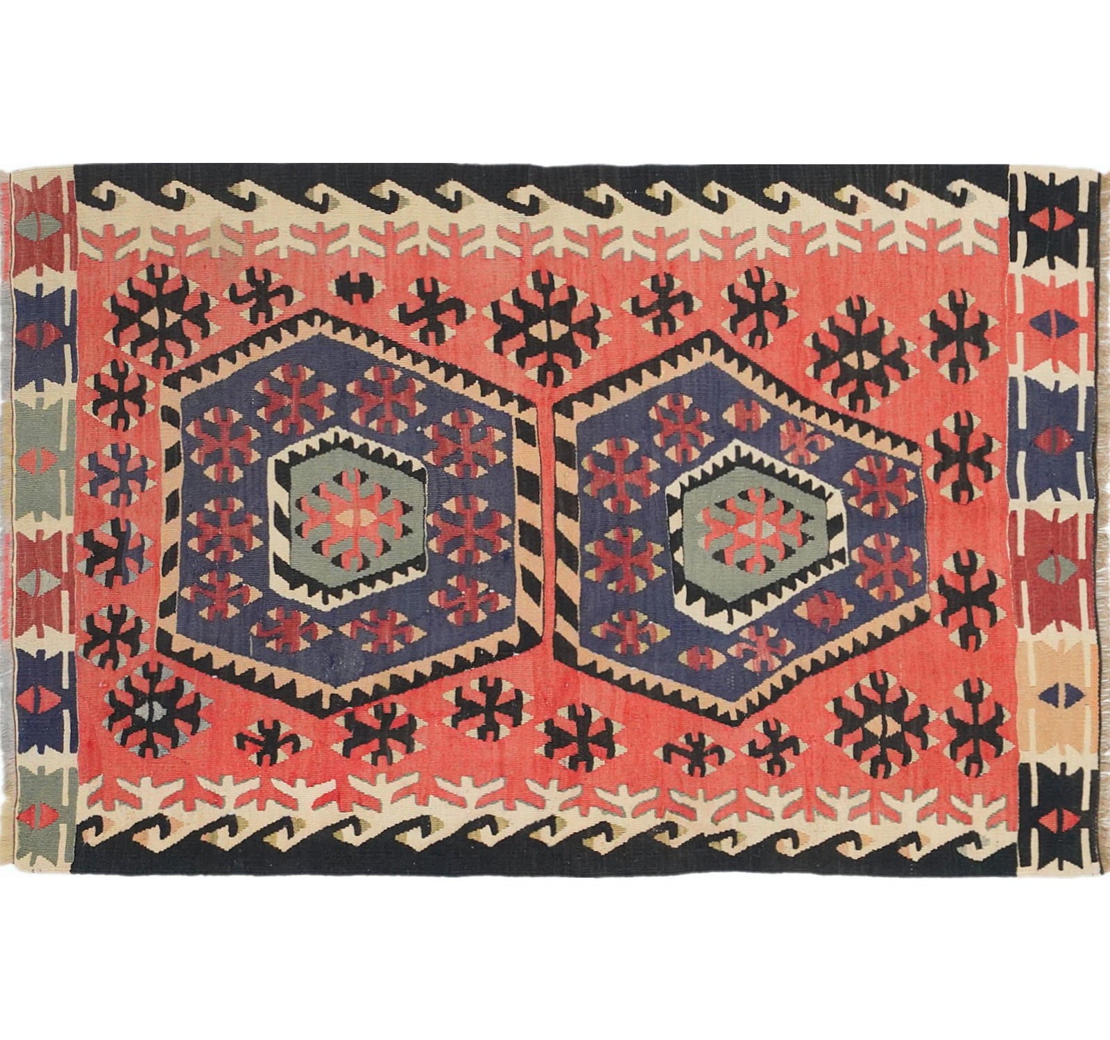 Tapis kilim ancien Eregli 164×106 cm, vue d'ensemble – Laine naturelle, environ 60 ans, Anatolie Centrale