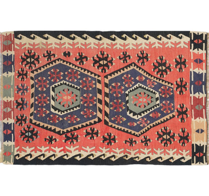 Tapis kilim ancien Eregli 164×106 cm, vue d'ensemble – Laine naturelle, environ 60 ans, Anatolie Centrale