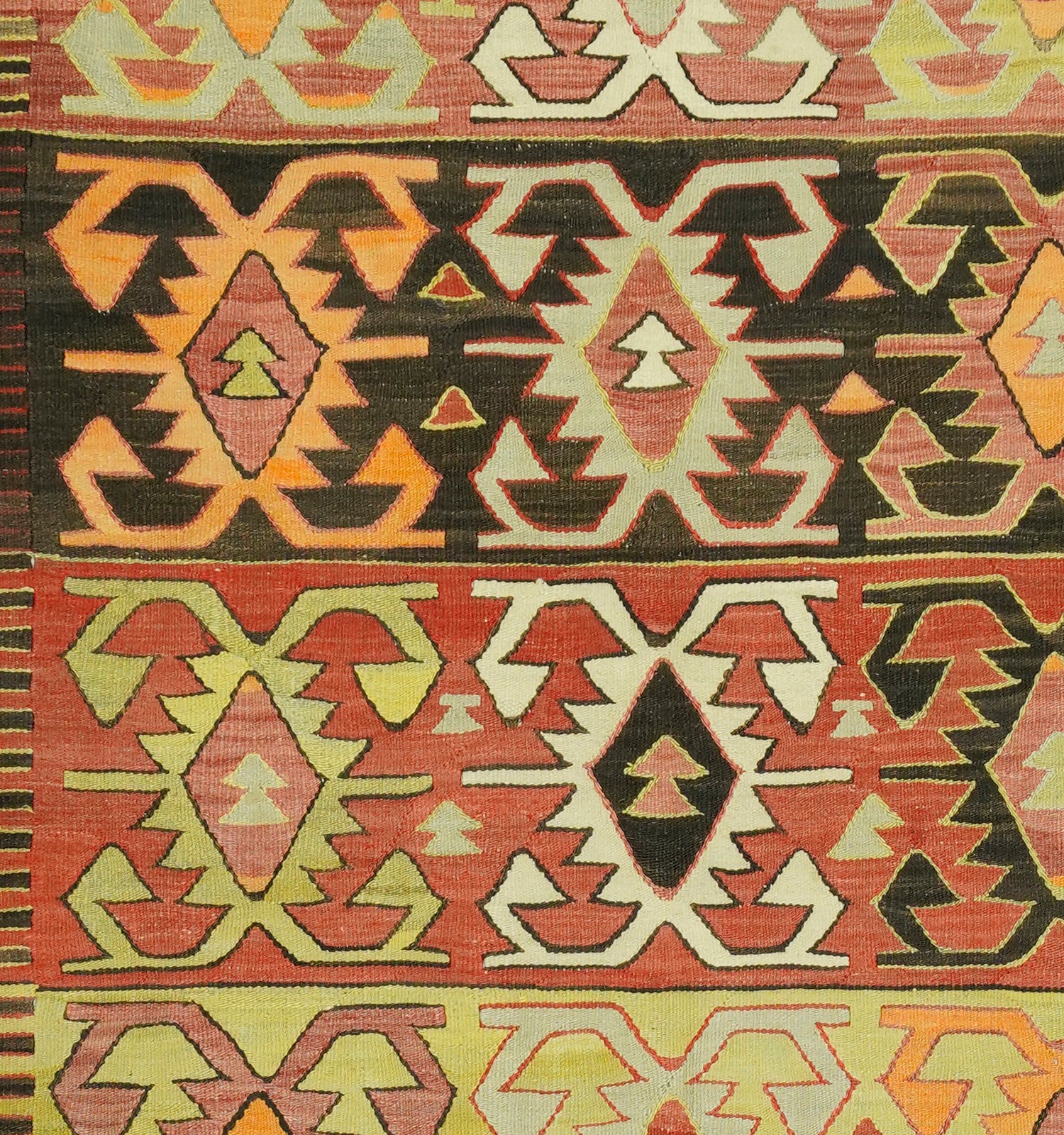Tapis kilim ancien Eskisehir 256×146 cm, vue d'ensemble – Laine naturelle, environ 60 ans, Anatolie Centrale