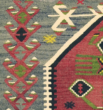 Détail du tissage en laine du kilim Esme tissé à la main (provenance Esme)