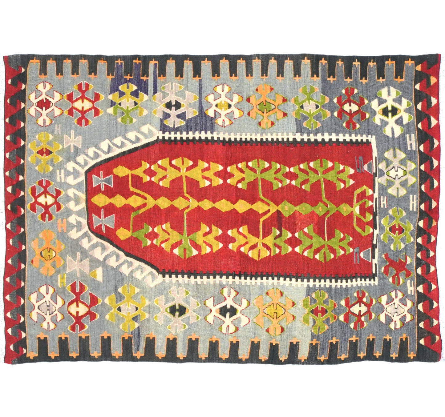 Vue horizontale du kilim Esme 135 x 96 cm – Tapis turc en laine de provenance Esme