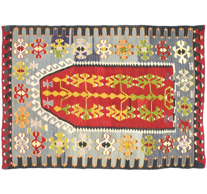 Vue horizontale du kilim Esme 135 x 96 cm – Tapis turc en laine de provenance Esme