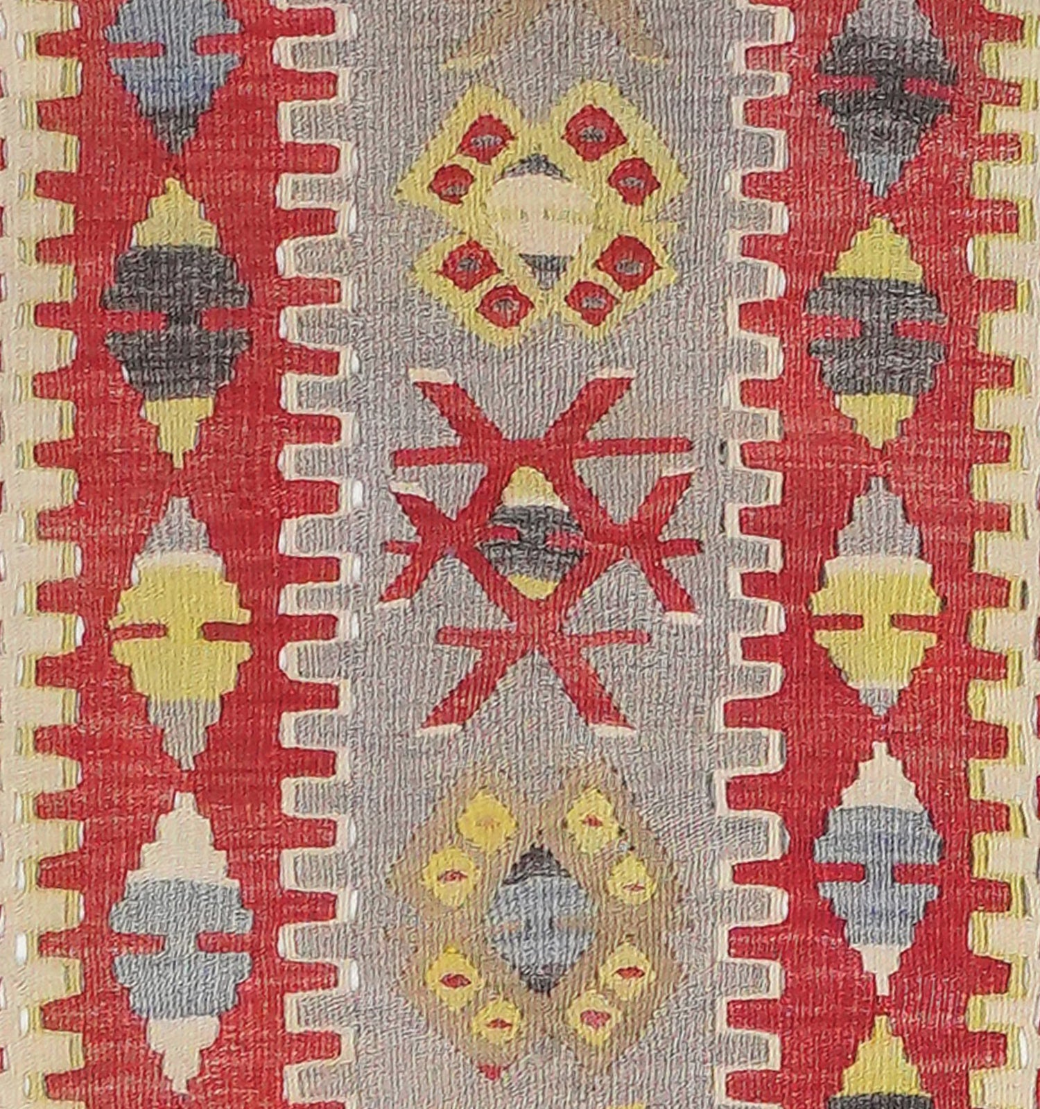 Détail du tissage en laine du kilim Esme tissé à la main (provenance Esme)