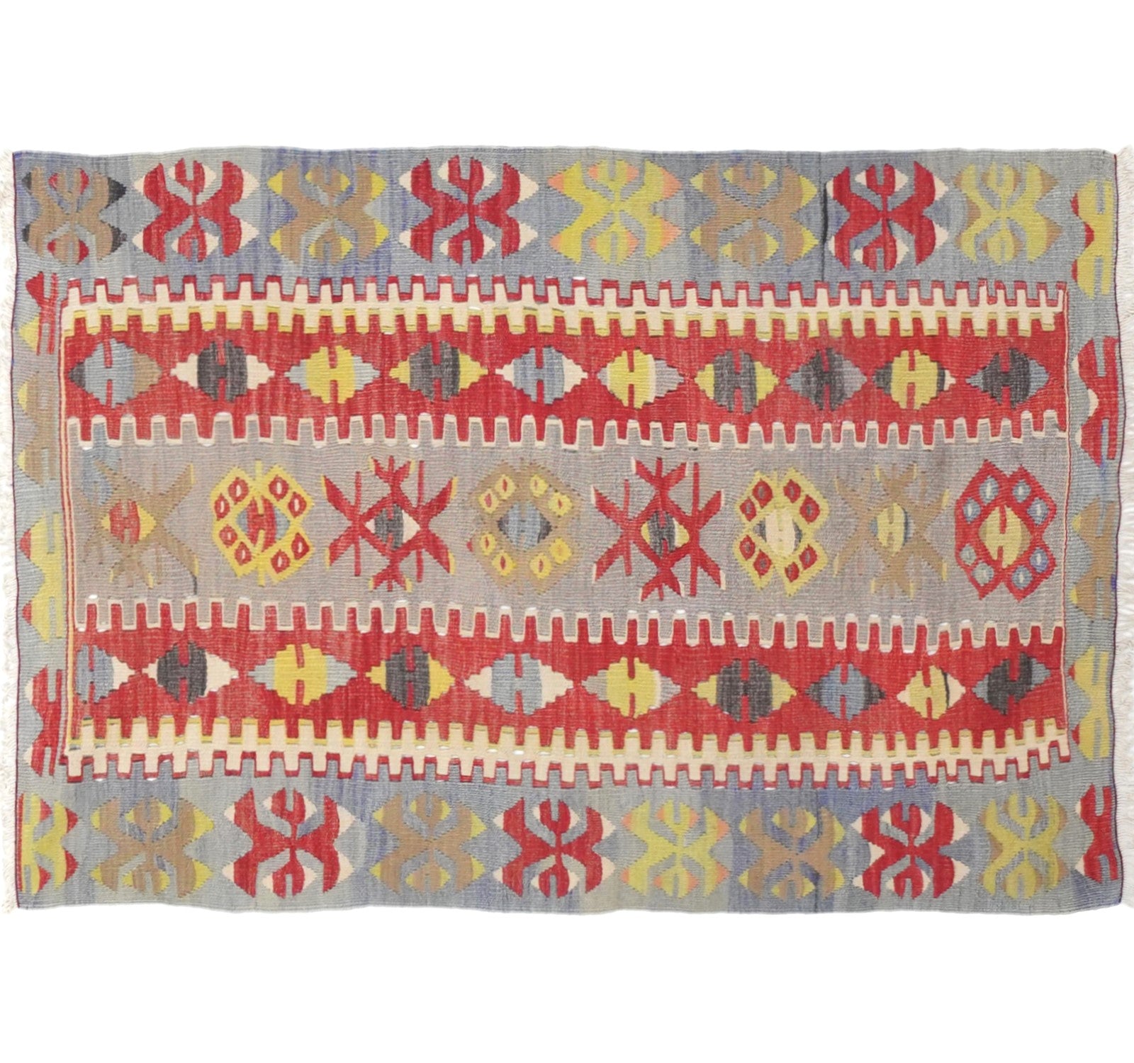 Vue horizontale du kilim Esme 140 x 84 cm – Tapis turc en laine de provenance Esme