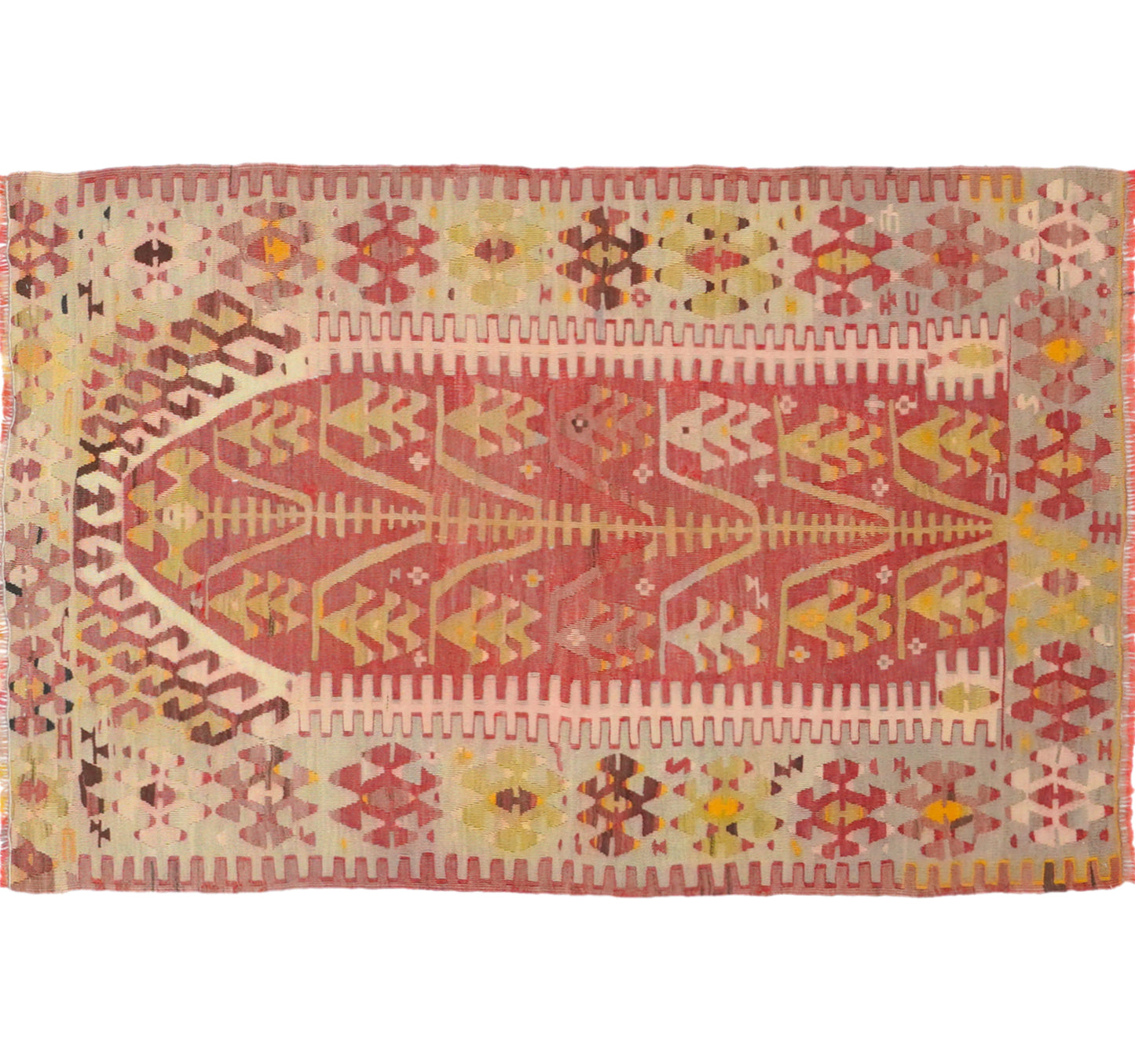 Vue horizontale du kilim Esme 148 x 100 cm – Tapis turc en laine de provenance Esme