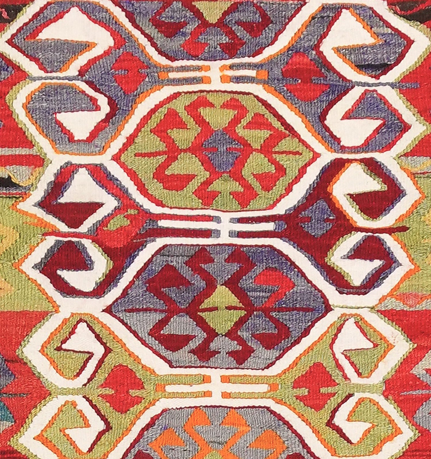 Détail du tissage en laine du kilim Esme tissé à la main (provenance Esme)