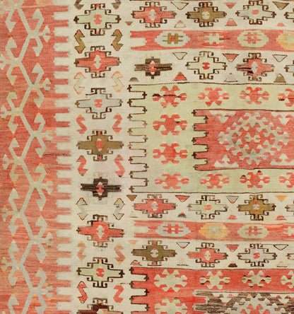 Détail du tissage – Tapis kilim ancien Esme 280×160 cm, laine naturelle tissée main