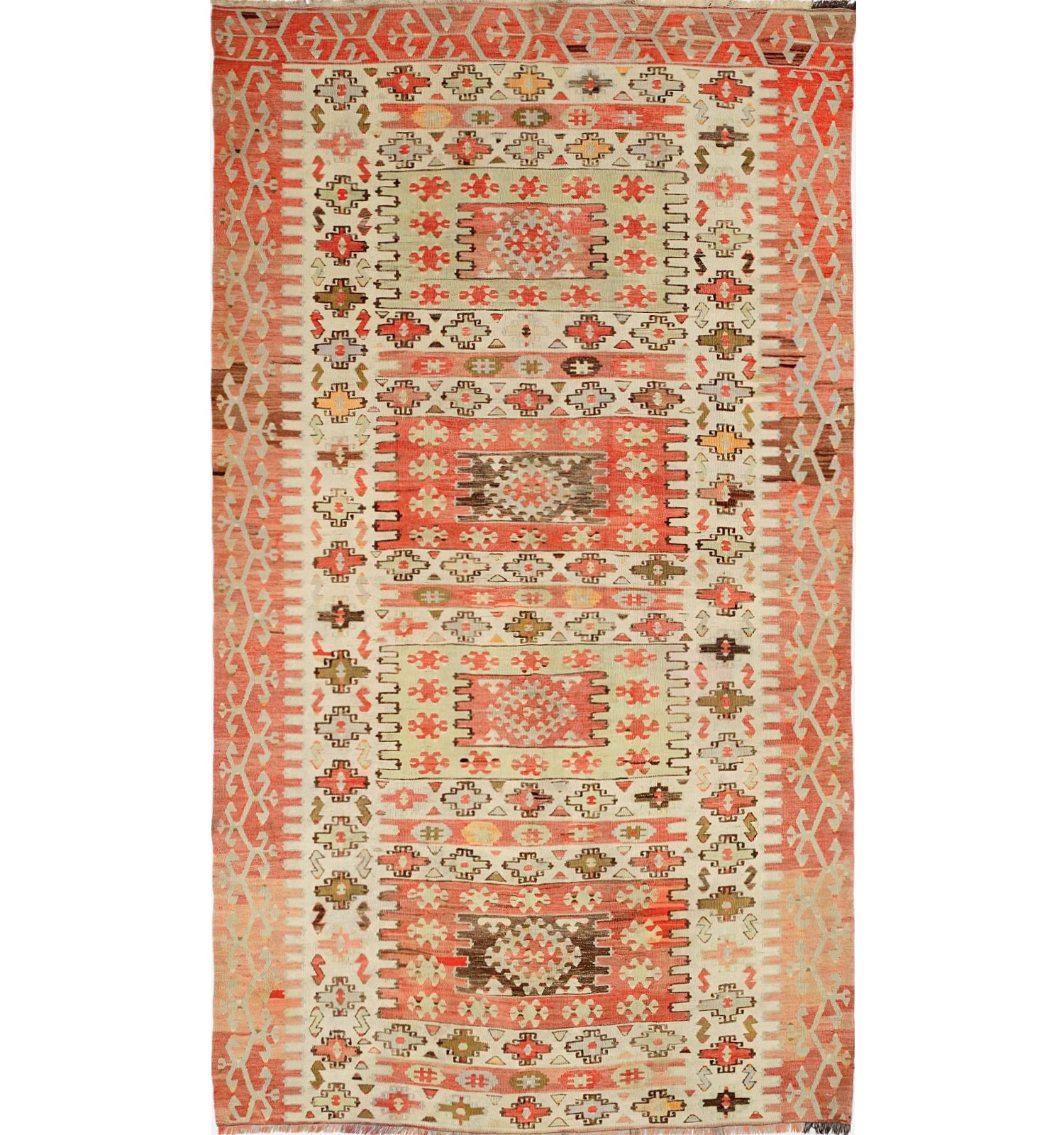 Kilim ancien Esme 280×160 cm – Tapis kilim tissé main en laine naturelle, Anatolie de l'Ouest