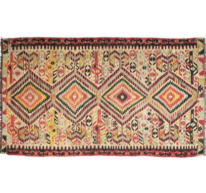 Tapis kilim ancien Esme 315×170 cm, vue d'ensemble – Laine naturelle, environ 65 ans, Anatolie de l'Ouest