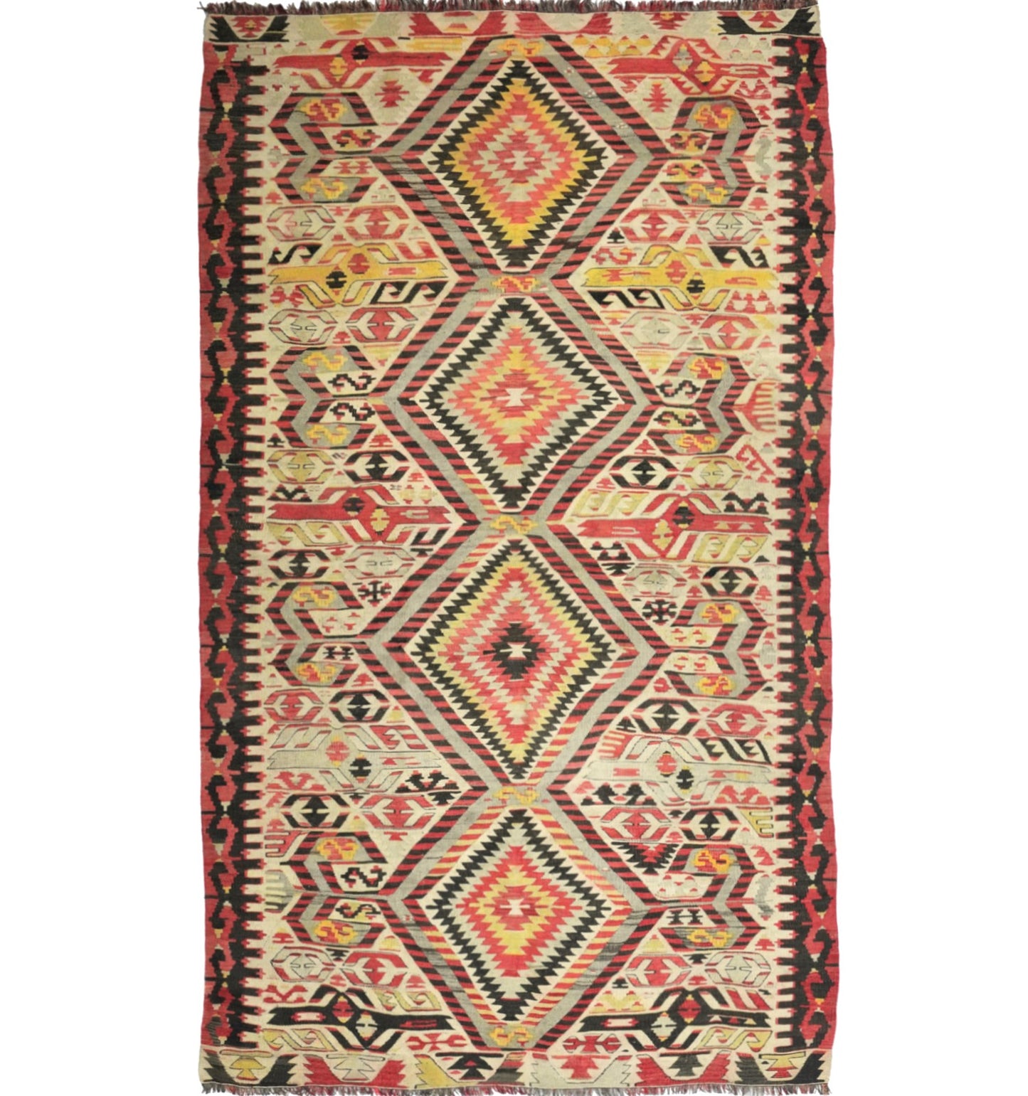 Kilim ancien Esme 315×170 cm – Tapis kilim tissé main en laine naturelle, Anatolie de l'Ouest