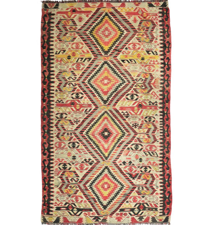 Kilim ancien Esme 315×170 cm – Tapis kilim tissé main en laine naturelle, Anatolie de l'Ouest