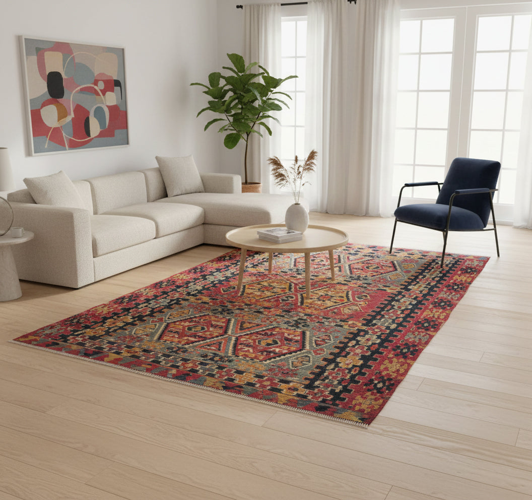 Kilim Esme 320 x 180 cm en situation dans un intérieur moderne – Décoration provenance Esme